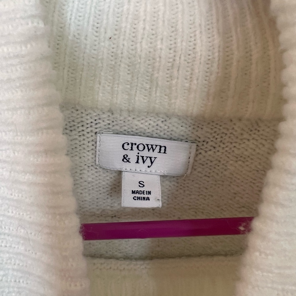 Crown & Ivy Cream Cowl Neck Sweater - Picture 2 of 3